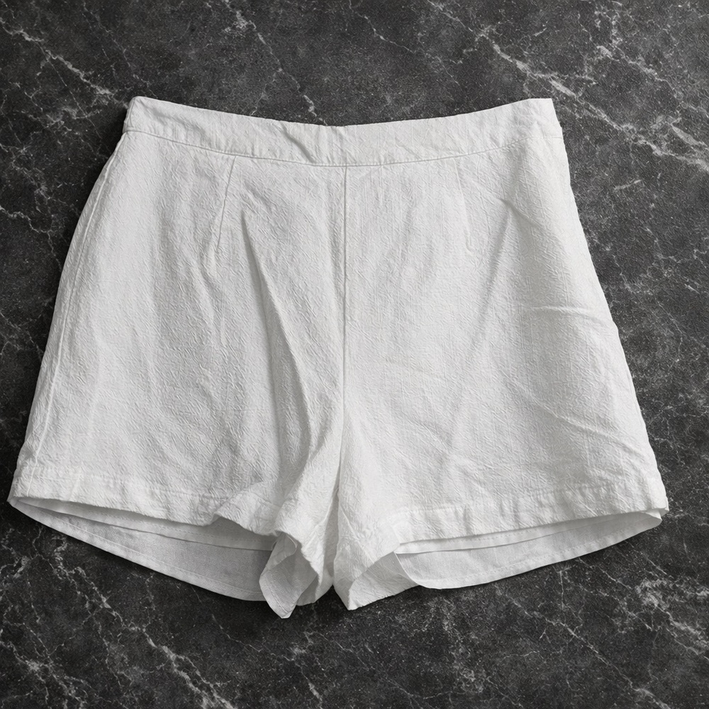 HYFVE White High-Waist Textured Shorts